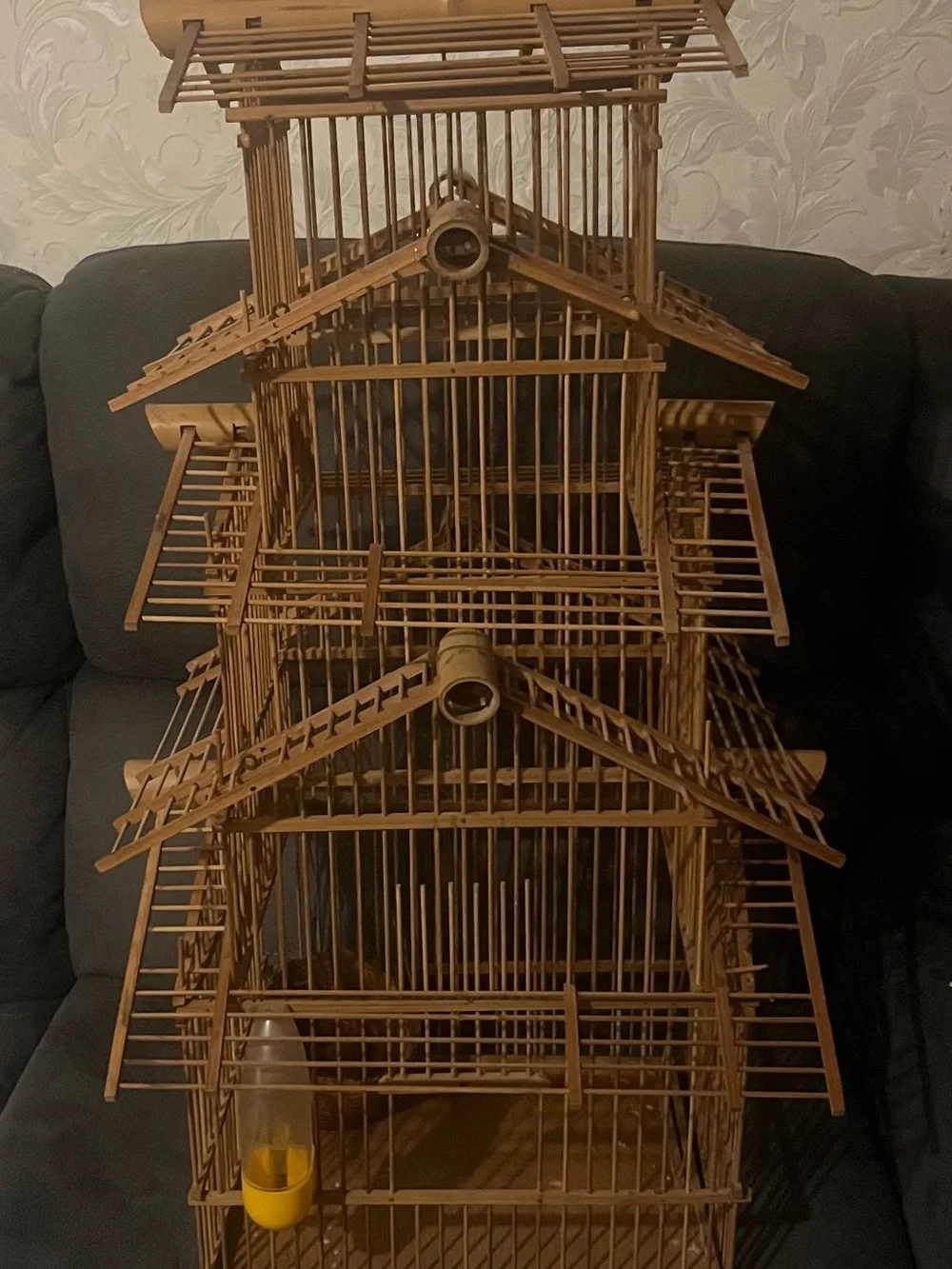 Vintage 3 tiered bamboo birdcage